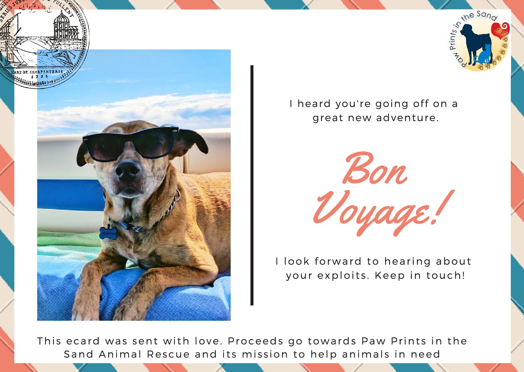 Bon Voyage - Paw Prints in the Sand